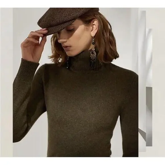 Ralph Lauren Collection Women's Sweater Green Cashmere Purple Label Size XL - Picture 3 of 5